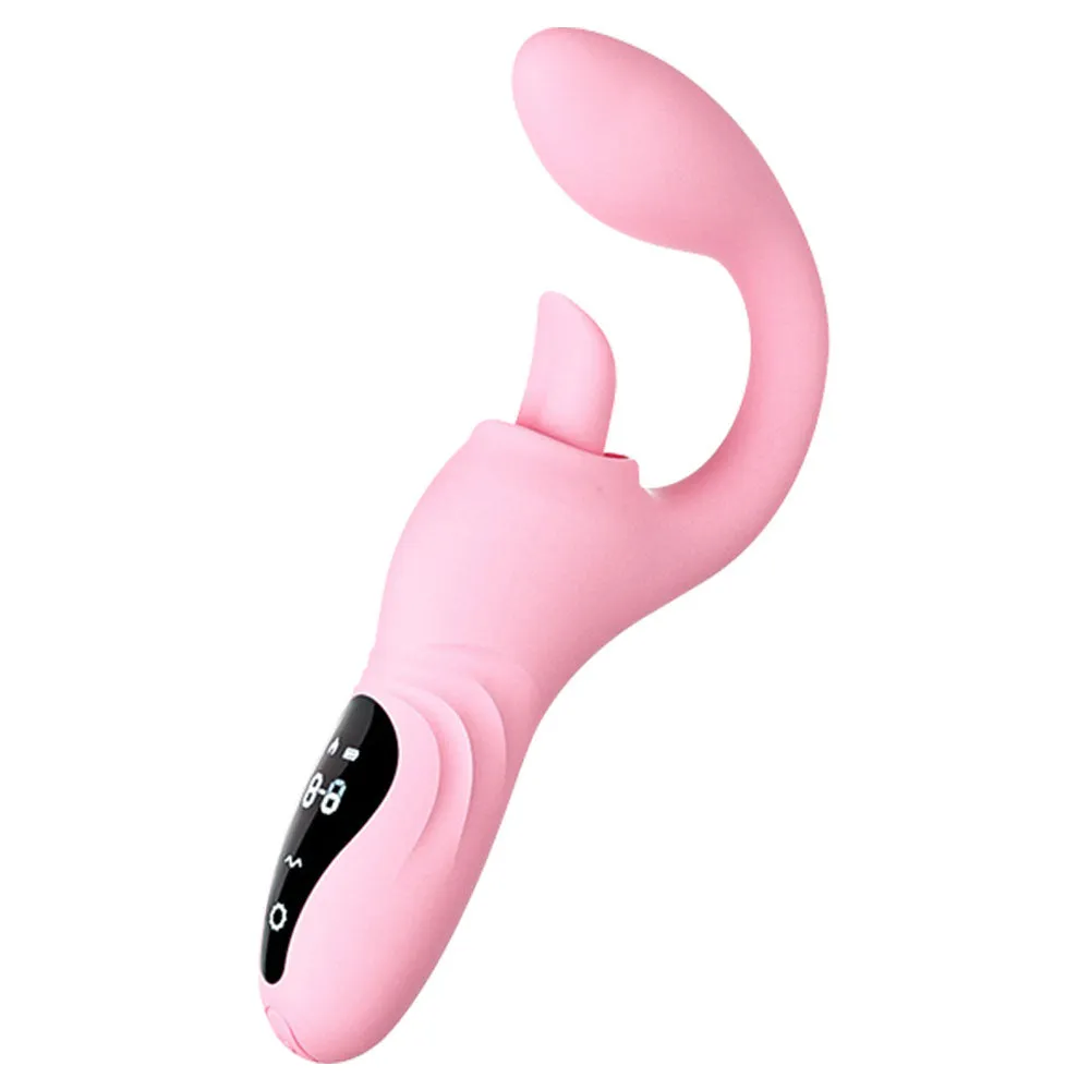 Finger Anal Dildo G Spot Vibrator Tongue Clit Stimulator - Handheld LED Panel Silicone Sex Toy for Women