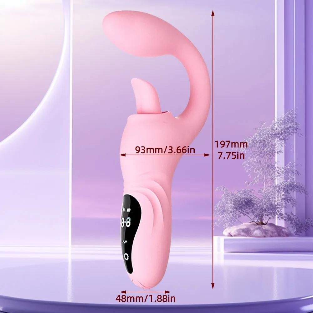 Finger Anal Dildo G Spot Vibrator Tongue Clit Stimulator - Handheld LED Panel Silicone Sex Toy for Women