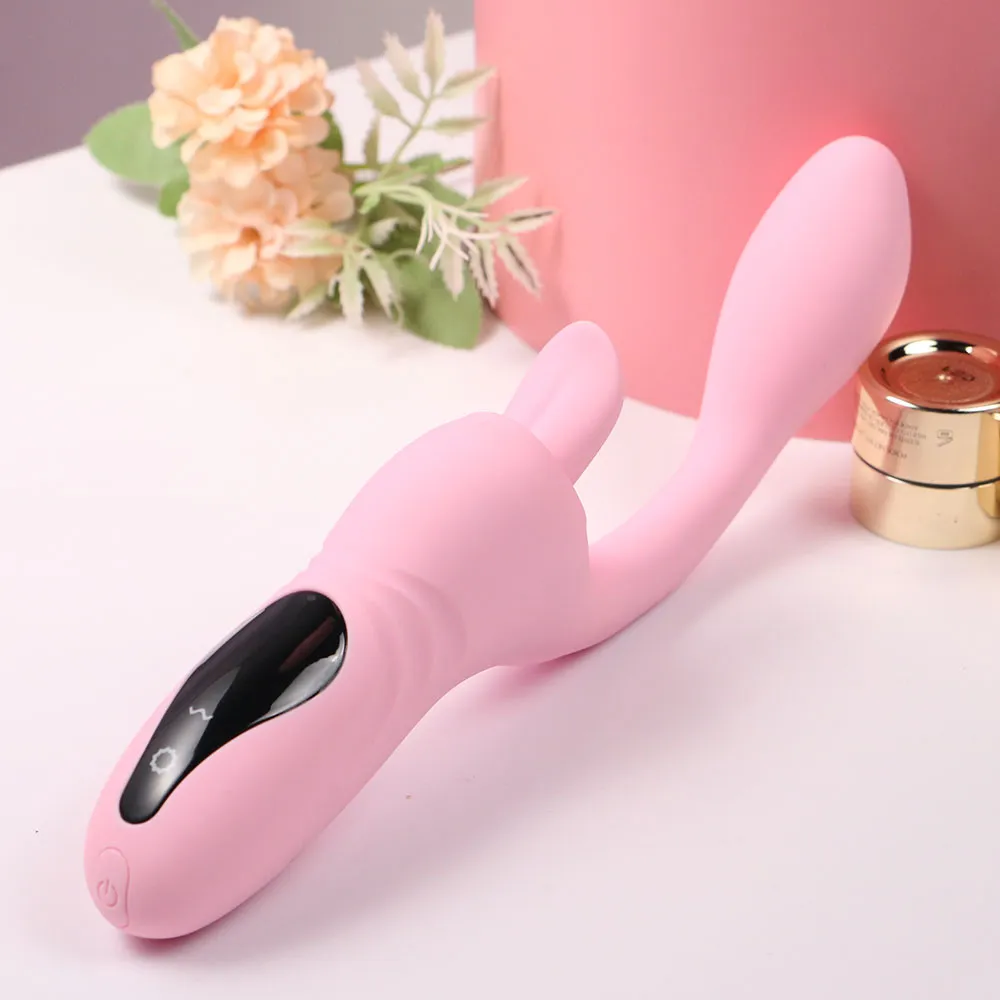 Finger Anal Dildo G Spot Vibrator Tongue Clit Stimulator - Handheld LED Panel Silicone Sex Toy for Women