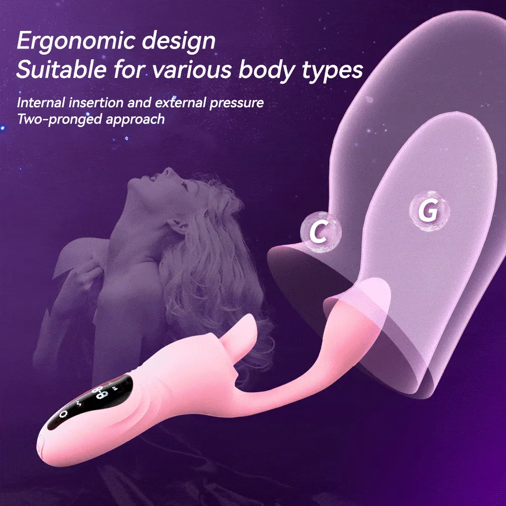 Finger Anal Dildo G Spot Vibrator Tongue Clit Stimulator - Handheld LED Panel Silicone Sex Toy for Women