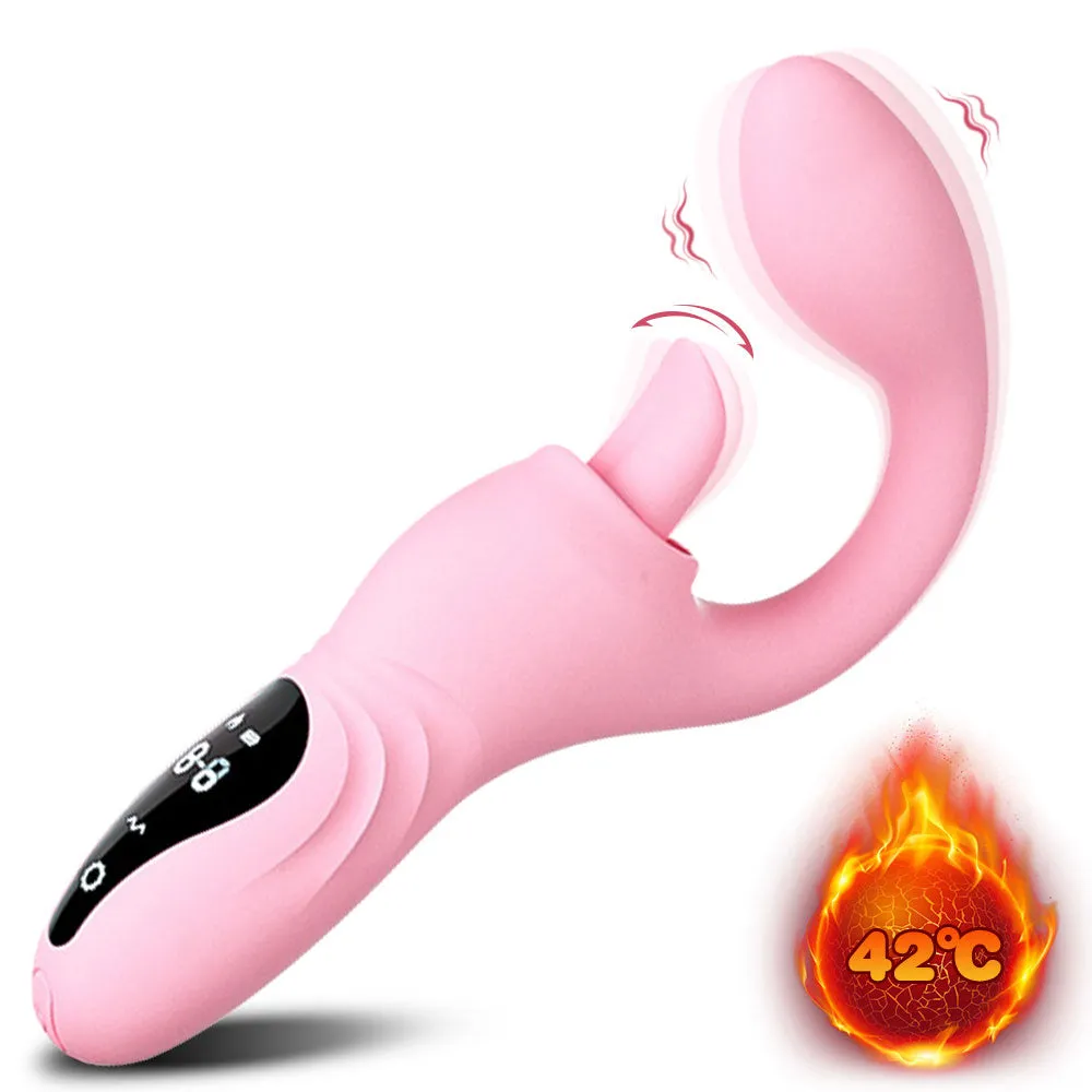 Finger Anal Dildo G Spot Vibrator Tongue Clit Stimulator - Handheld LED Panel Silicone Sex Toy for Women