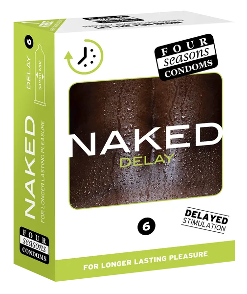 Four Seasons Naked Delay 6's Latex Male Condoms 54mm