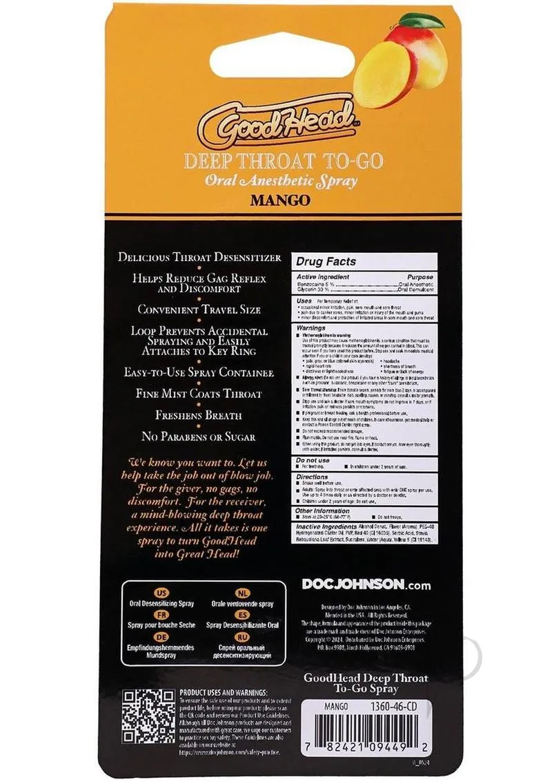 Goodhead Deep Throat Spray To Go Mango