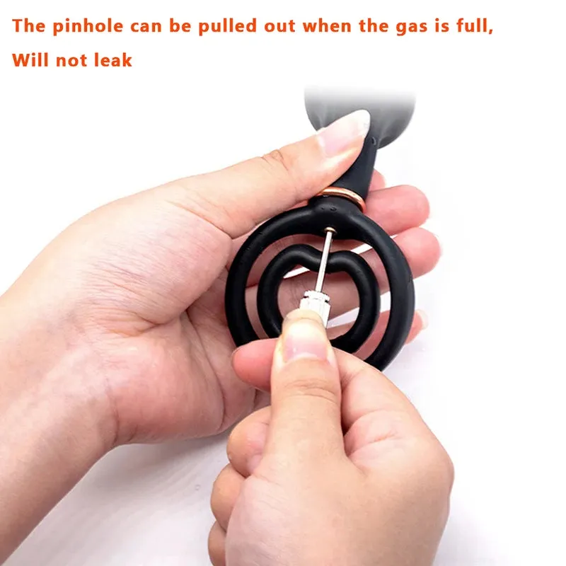 Inflatable Dildo Anal Plug - Dual Steel Ball Build-in Resizable Butt Plug Sex Toys for Men Women