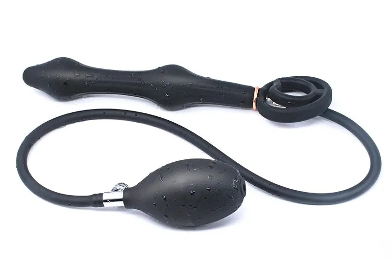 Inflatable Dildo Anal Plug - Dual Steel Ball Build-in Resizable Butt Plug Sex Toys for Men Women