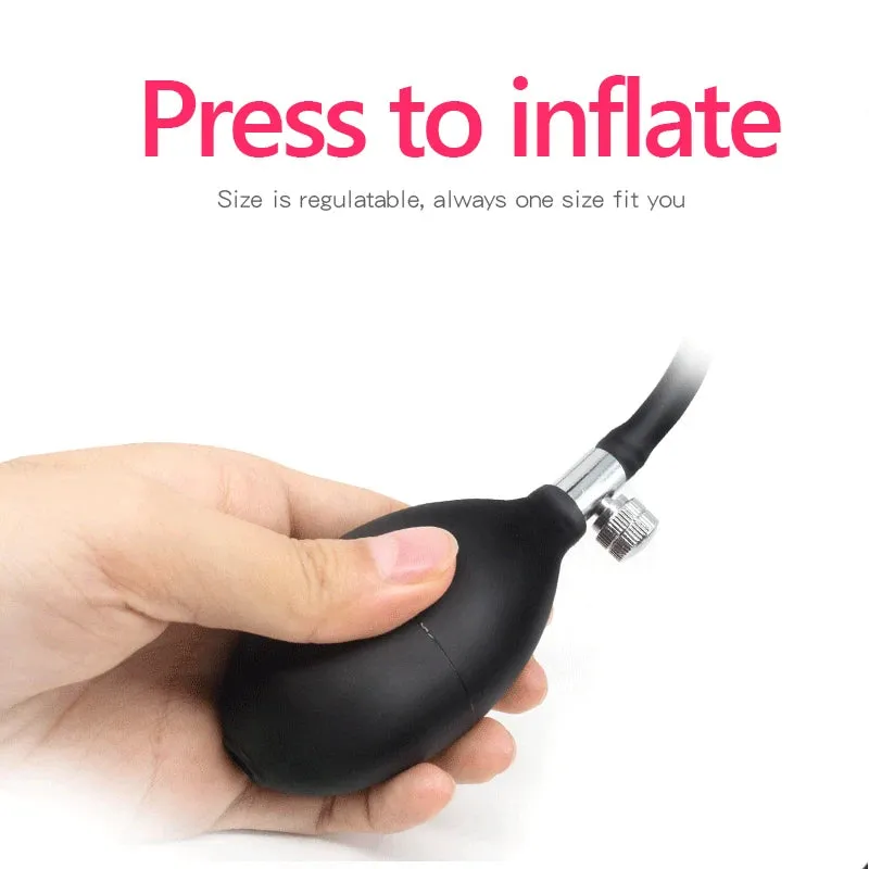 Inflatable Dildo Anal Plug - Dual Steel Ball Build-in Resizable Butt Plug Sex Toys for Men Women