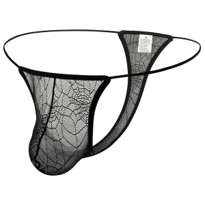 Lace Spider Web Jacquard Thong Sexy Thin Belt High Elastic T-shirt B636