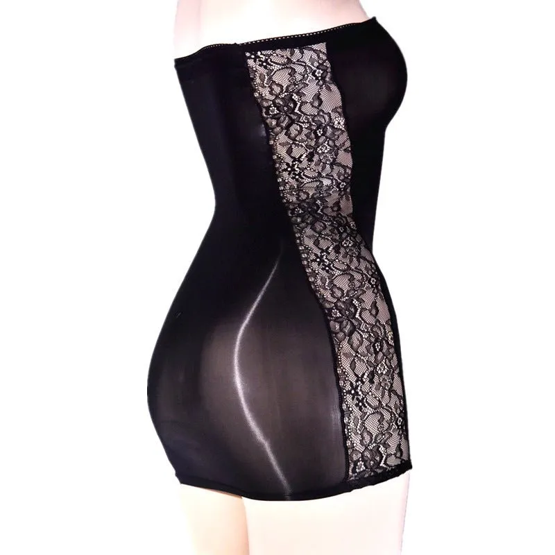 Lace Stockings Oiled Smocked Dress