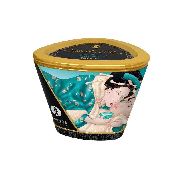 Lumânare pentru masaj SHUNGA Sensual - Island Blossoms. cu uleiuri 100% naturale. cu aromă de flori exotice. 170 ml