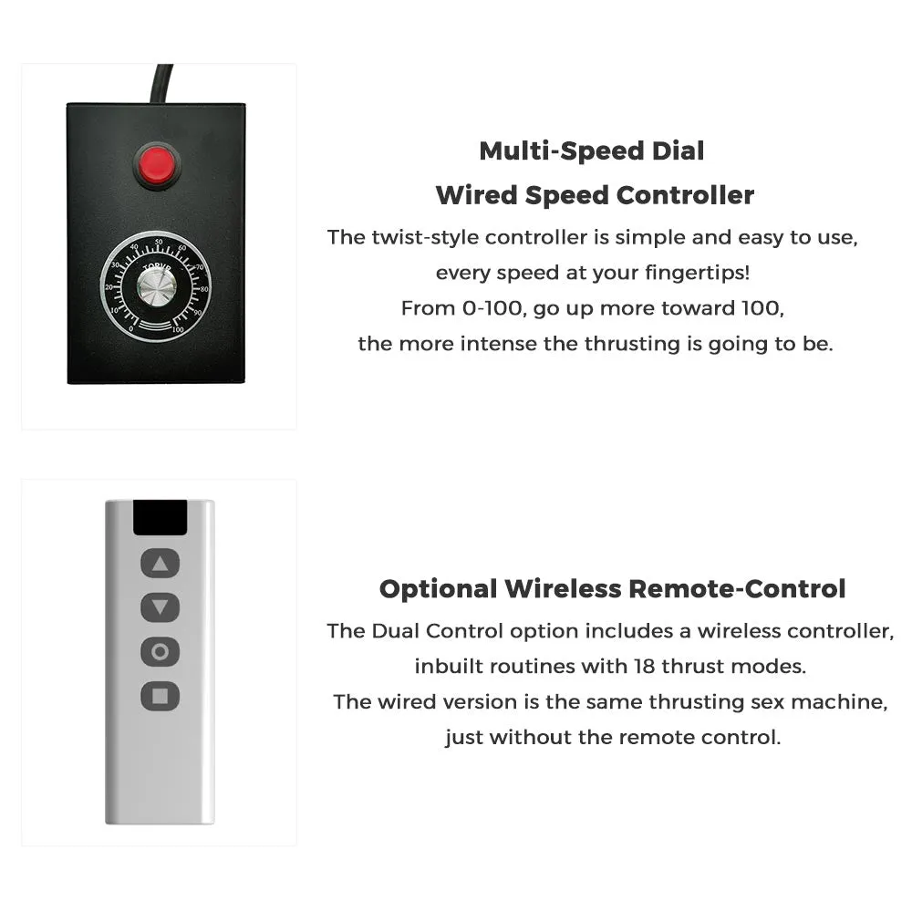 Lustti Classic Sex Machine FM12 with 120-Watt Motor. Anti-Rotation Connecting System