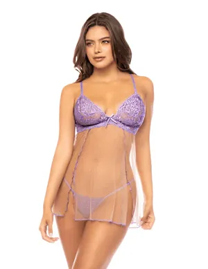 Mapale Verona Lace & Mesh Split Front Babydoll