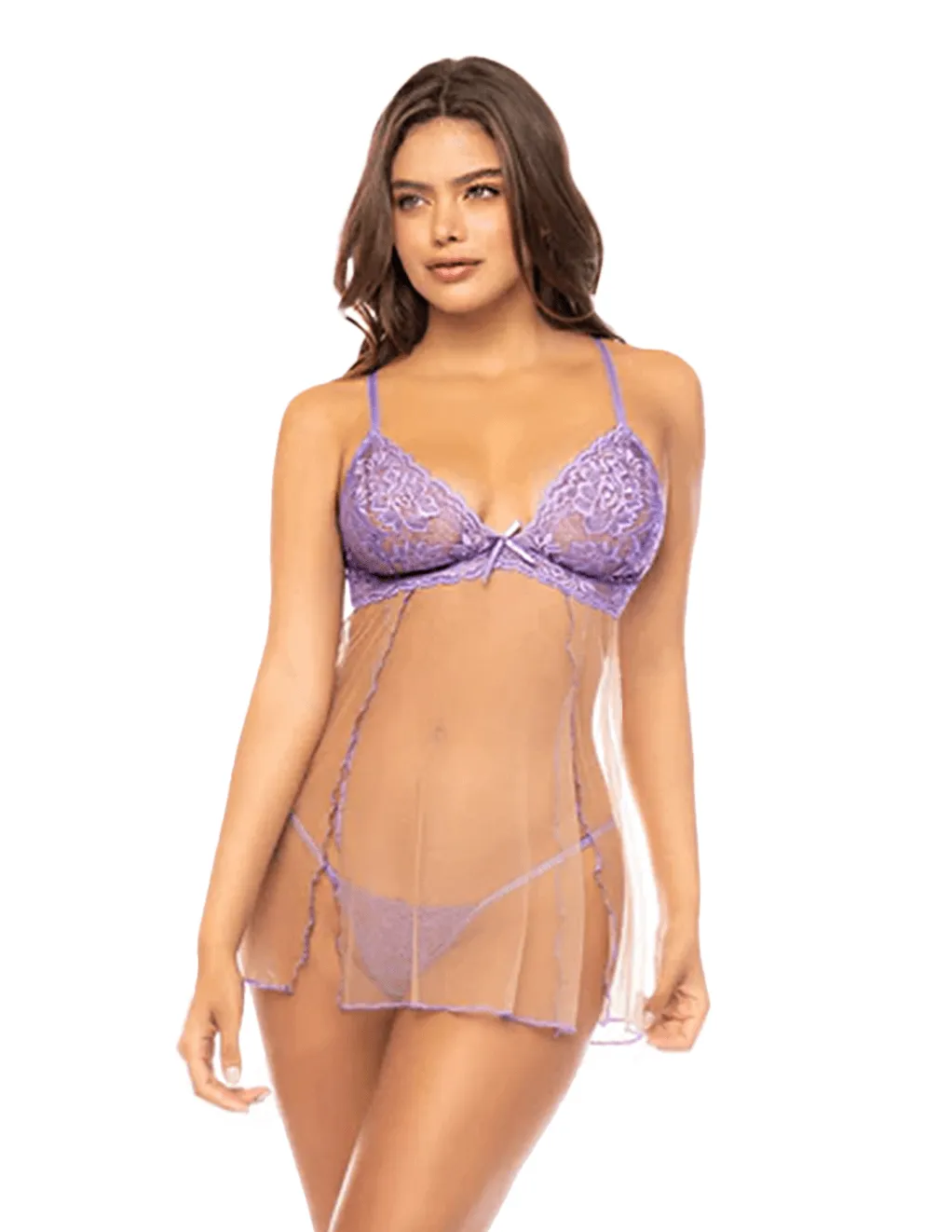 Mapale Verona Lace & Mesh Split Front Babydoll