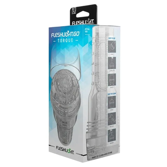 Masturbator manual FLESHLIGHT GO Torque. canal texturat pentru simulare vaginală realistă. lungime 18 cm. transparent