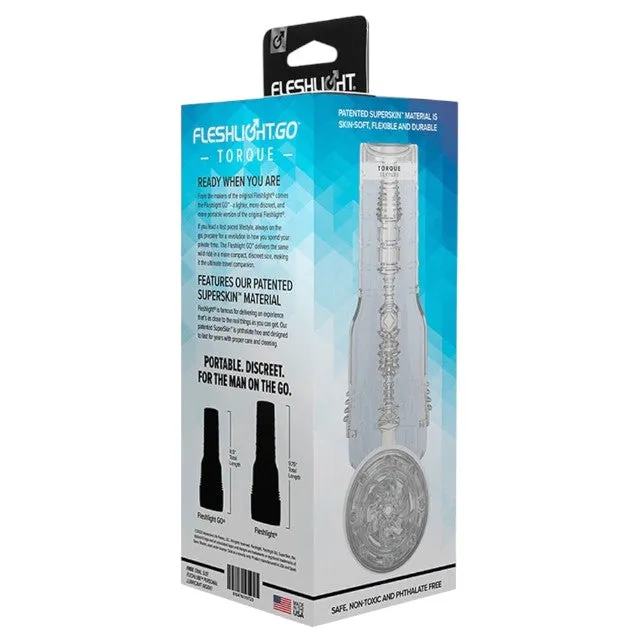 Masturbator manual FLESHLIGHT GO Torque. canal texturat pentru simulare vaginală realistă. lungime 18 cm. transparent