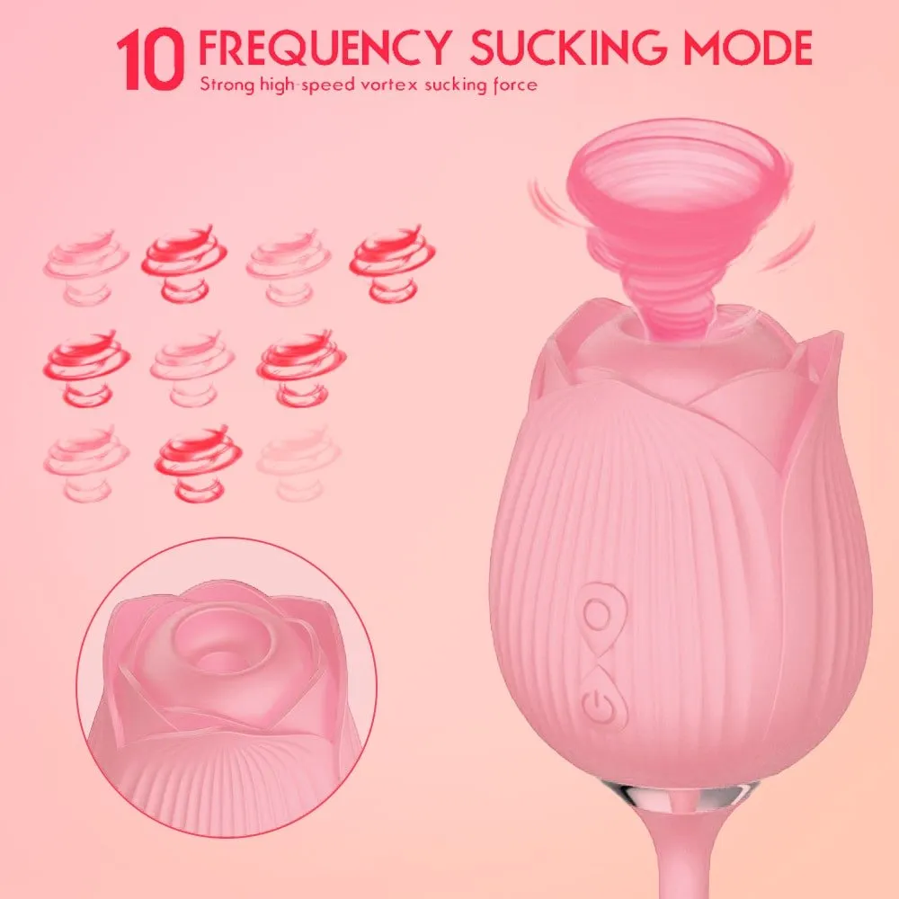 New Upgraded 3 in 1 Rose Sex Stimulator for woman with 10 Tapping Modes