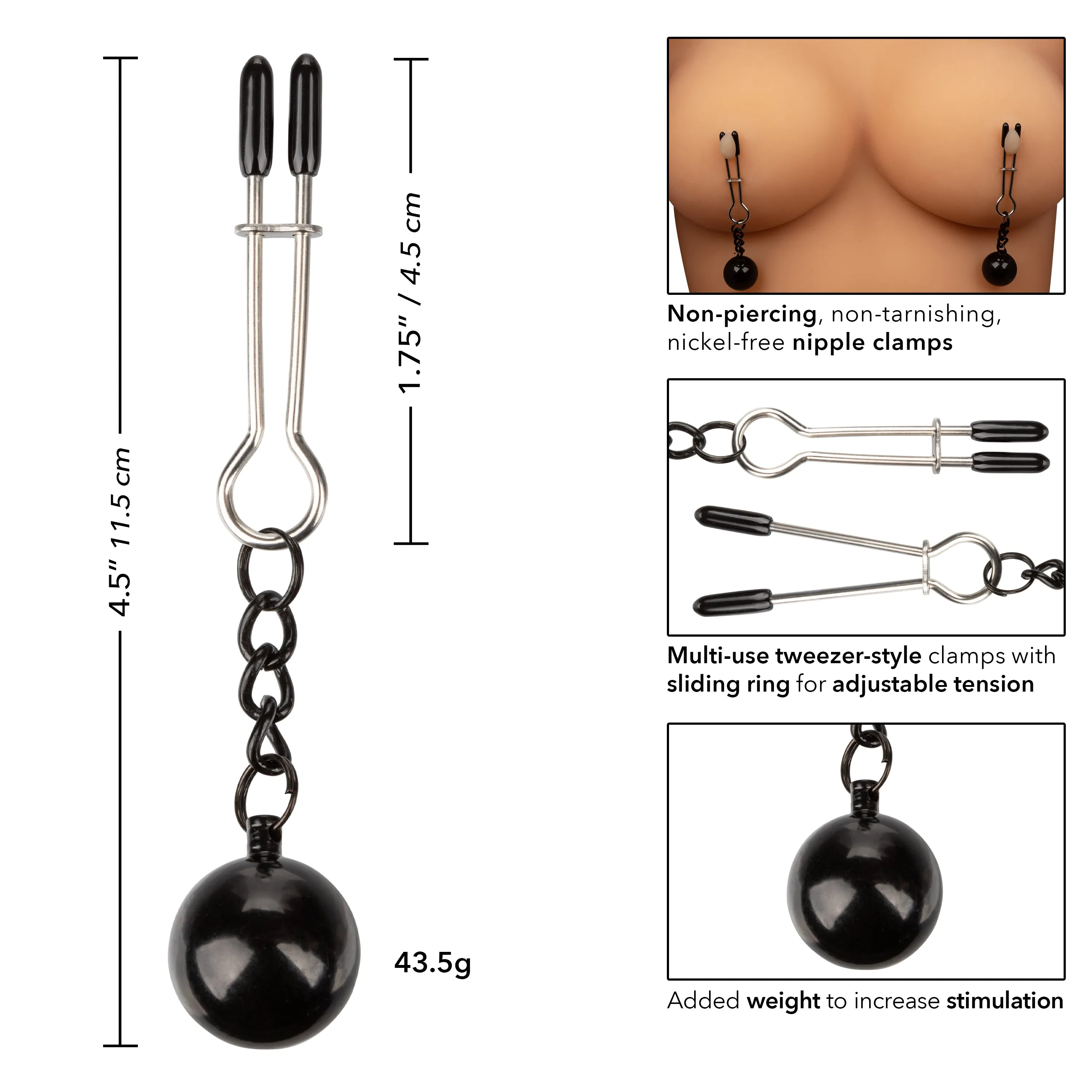 Nipple Grips Weighted Tweezer Nipple Clamps - set of 2