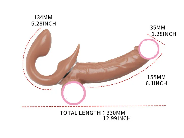 Nude Thrusting Dildo | Strapless 6 | Double Head Function | Silicone | Telescopic | USB