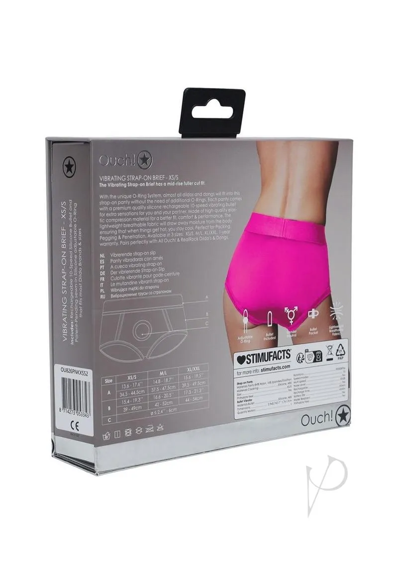 Ouch Vibe Strap On Brief Xs/sm Pink