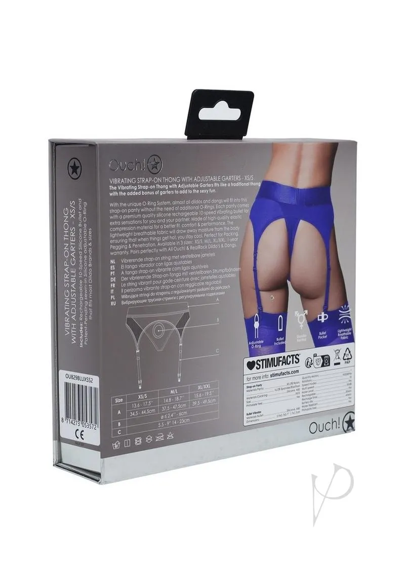 Ouch Vibe Strap On Thong Xs/sm Blue