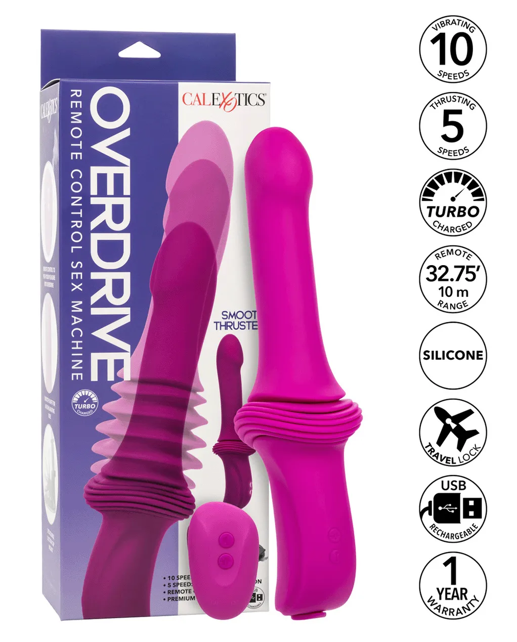 Overdrive Smooth Thruster Thrusting Silicone Dildo