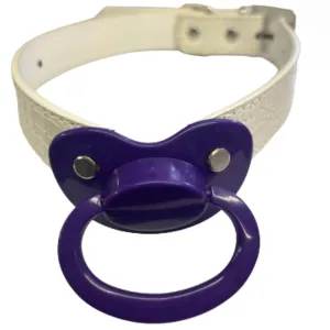 Pacifier Gag ABDL Adult White & Dark Purple