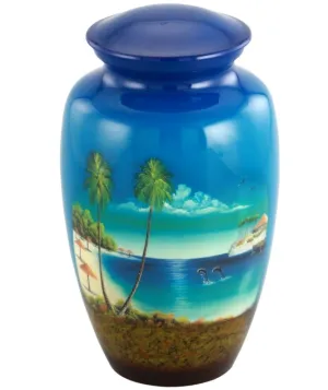 Palm Beach Oasis Hand Painted Cremation Urn