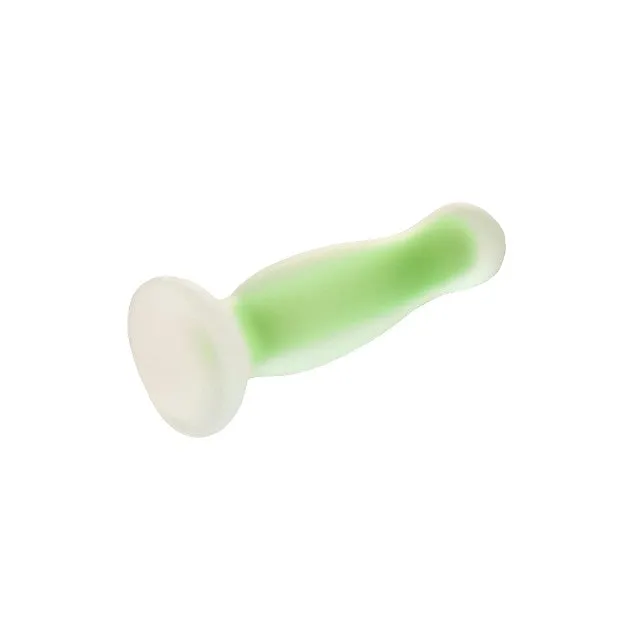 Plug anal DREAMTOYS Radiant Glow in the Dark. model cu strălucire în întuneric. lungime 11 cm. diametru 2.8 cm. mărime S. verde