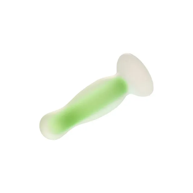 Plug anal DREAMTOYS Radiant Glow in the Dark. model cu strălucire în întuneric. lungime 11 cm. diametru 2.8 cm. mărime S. verde