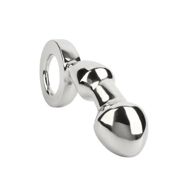 Plug anal MR. STEEL Drang Fun Plug. cu inel pentru extracție. din oțel inoxidabil. lungime 13 cm. argintiu