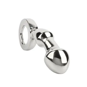 Plug anal MR. STEEL Drang Fun Plug. cu inel pentru extracție. din oțel inoxidabil. lungime 13 cm. argintiu