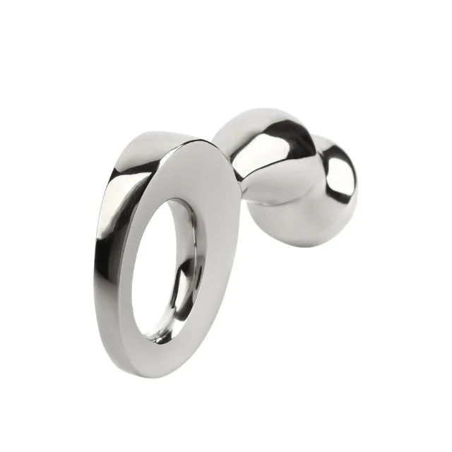 Plug anal MR. STEEL Drang Fun Plug. cu inel pentru extracție. din oțel inoxidabil. lungime 13 cm. argintiu