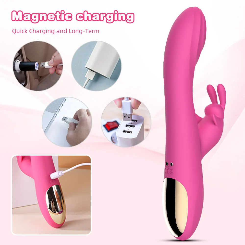 Rabbit Clit Clamps G Spot Vibrator - Vibrating Anal Dildo Female Sex Toy