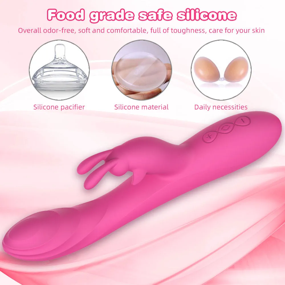 Rabbit Clit Clamps G Spot Vibrator - Vibrating Anal Dildo Female Sex Toy