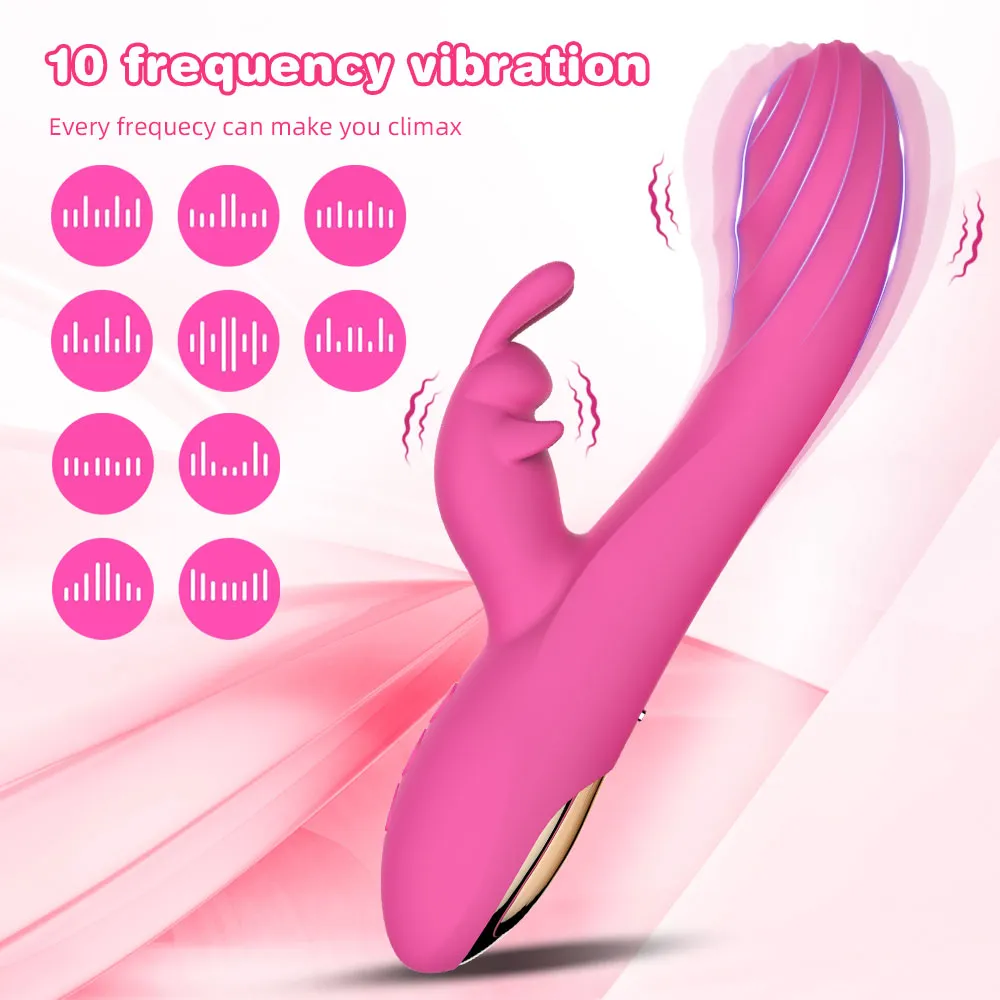 Rabbit Clit Clamps G Spot Vibrator - Vibrating Anal Dildo Female Sex Toy