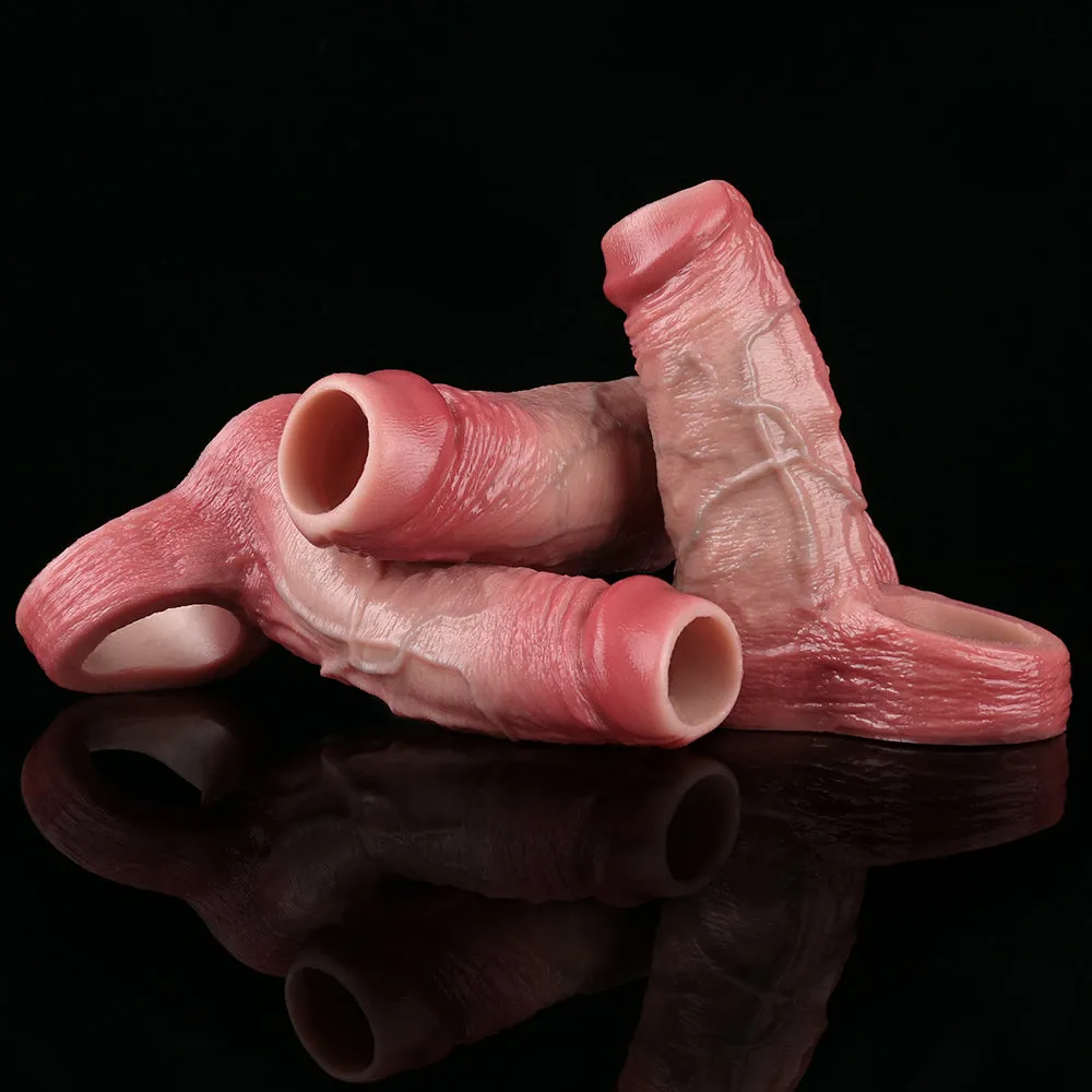 Realistic Penis Sleeve Sex Toys for Men - Open-end Hollow Dick Sheath Girth Extender