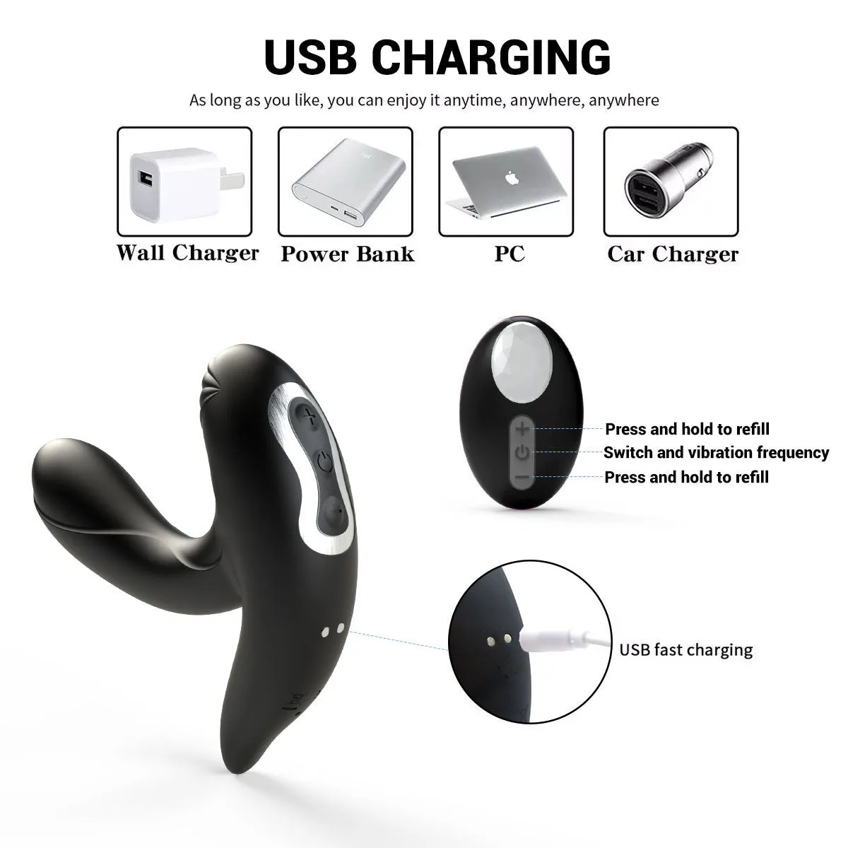 Remote Control Inflatable Anal Plug - Vibrating Dildo Butt Plug Prostate Massager