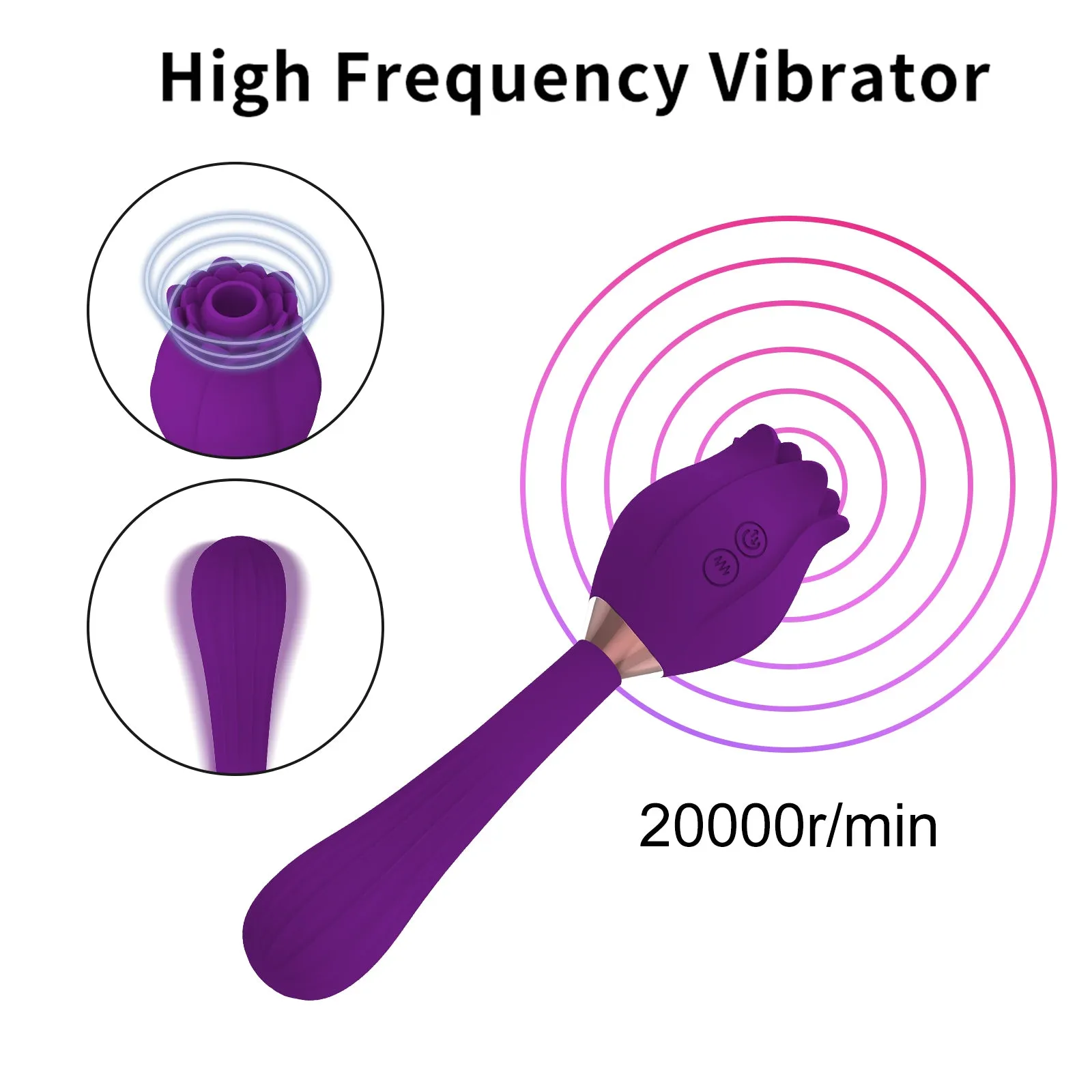 Rose Clit Sucking G Spot Vibrator - Handheld Nipple Sucker Female Sex Toys