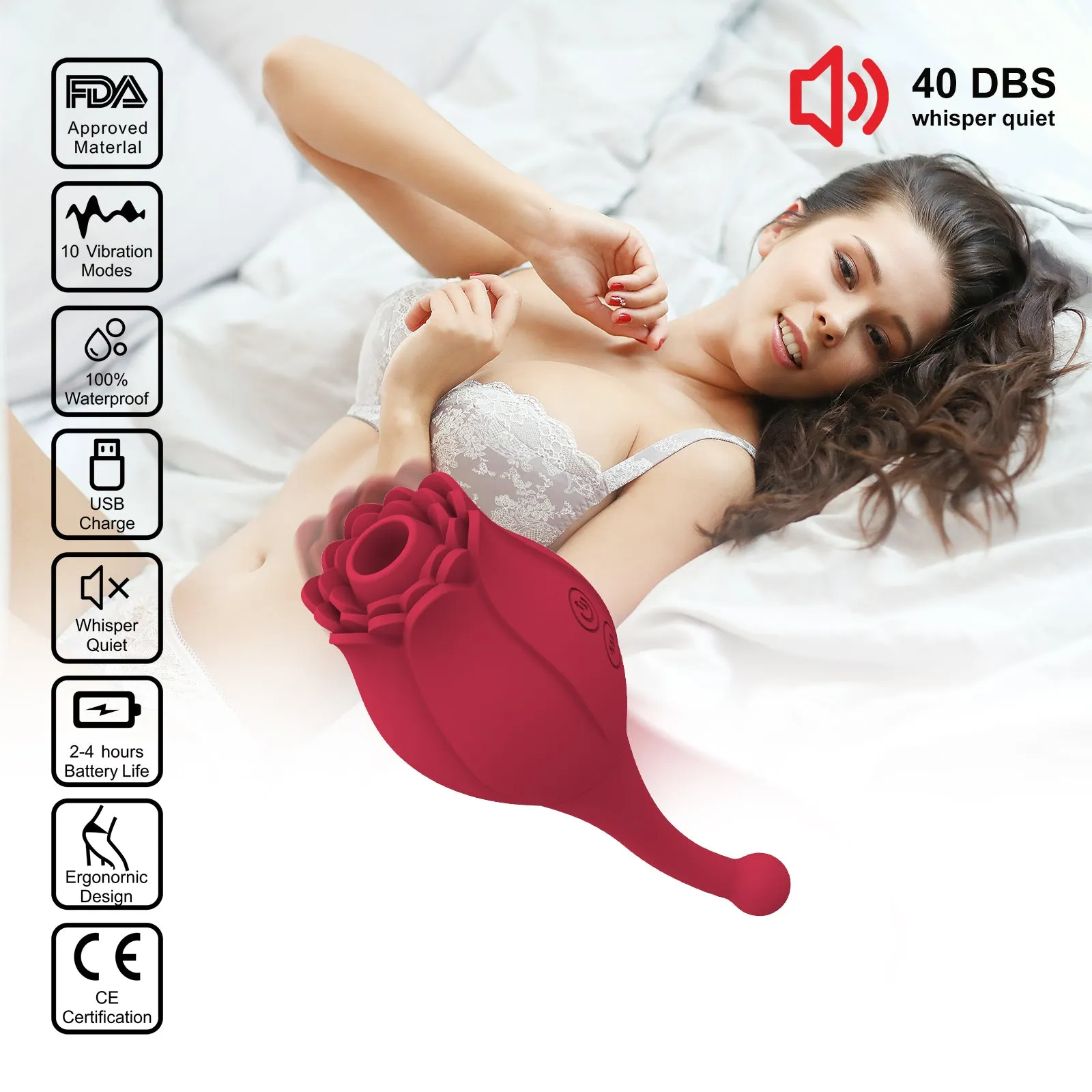 Rose Touch Clit Sucking G Spot Vibrator - Dual End Stimulator Female Sex Toys