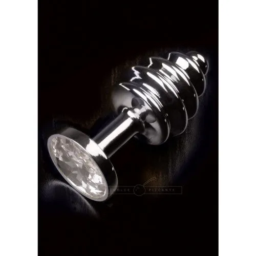 Small size Dolce Piccante Silver Crystal Clear Ribbed Jewelry