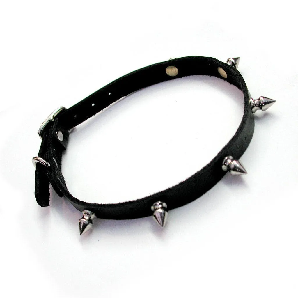 Spiked Leather Choker w/ D-Ring