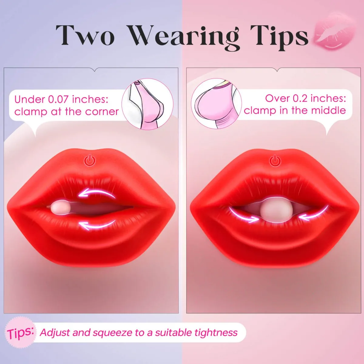 SSCHU-ROSE| Nipple Clamps Lips Kiss Vibrator Sex Toy
