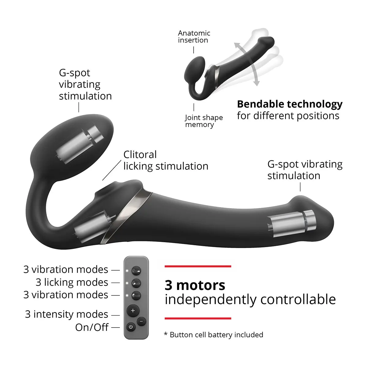 Strap-On-Me Multi Orgasm Bendable Strap-On Large Black