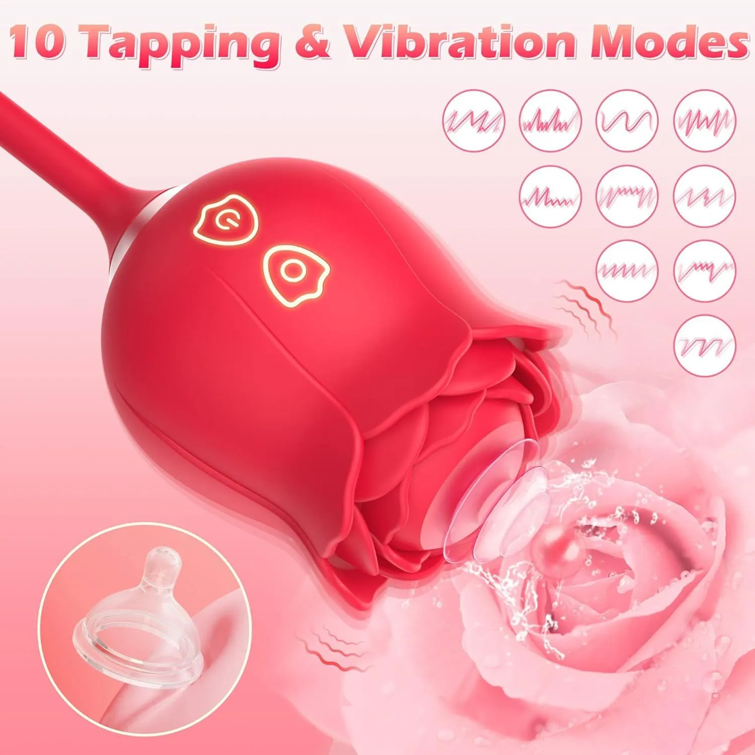 Thrusting Dildo Clit Sucking Rose Toy - Double End Dildo Vibrator Female Sex Toy