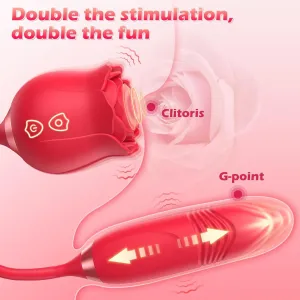 Thrusting Dildo Clit Sucking Rose Toy - Double End Dildo Vibrator Female Sex Toy