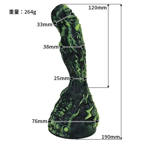Tomax - Thunder Dragon Volt Regular Silicone Dildo 7.48 (Black)