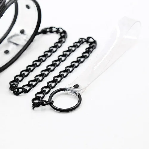 Transparent Collar and Leash 46x5.5cm