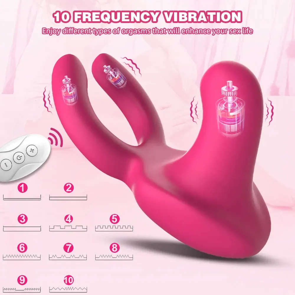 Vibrating Cock Ring Anal Plug - Remote Control Clit Clamp Dildo Vibrator Couple Pleasure