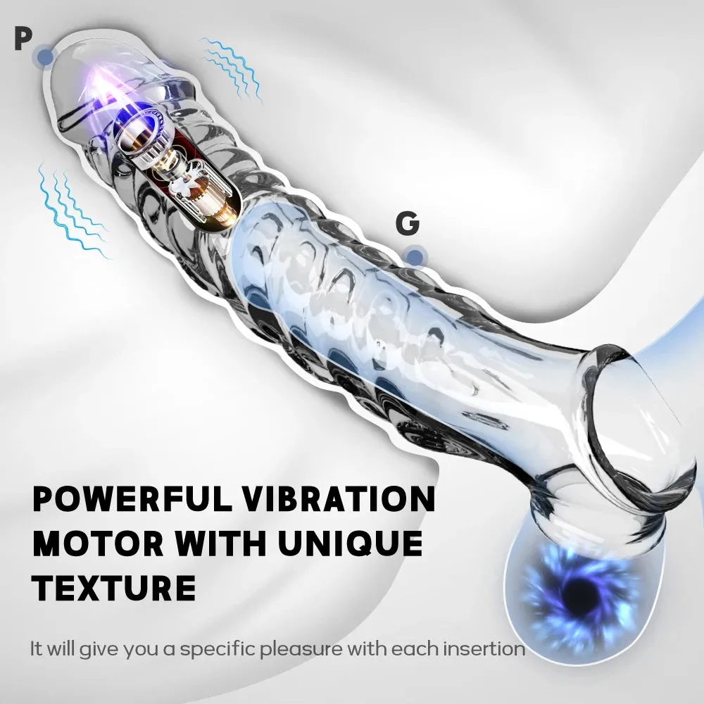 Vibrating Cock Sleeve Penis Enlarger - Penis Ring Delay Ejaculation Condom Sex Toy for Men