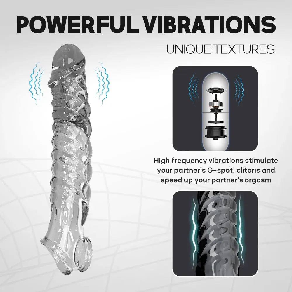 Vibrating Cock Sleeve Penis Enlarger - Penis Ring Delay Ejaculation Condom Sex Toy for Men