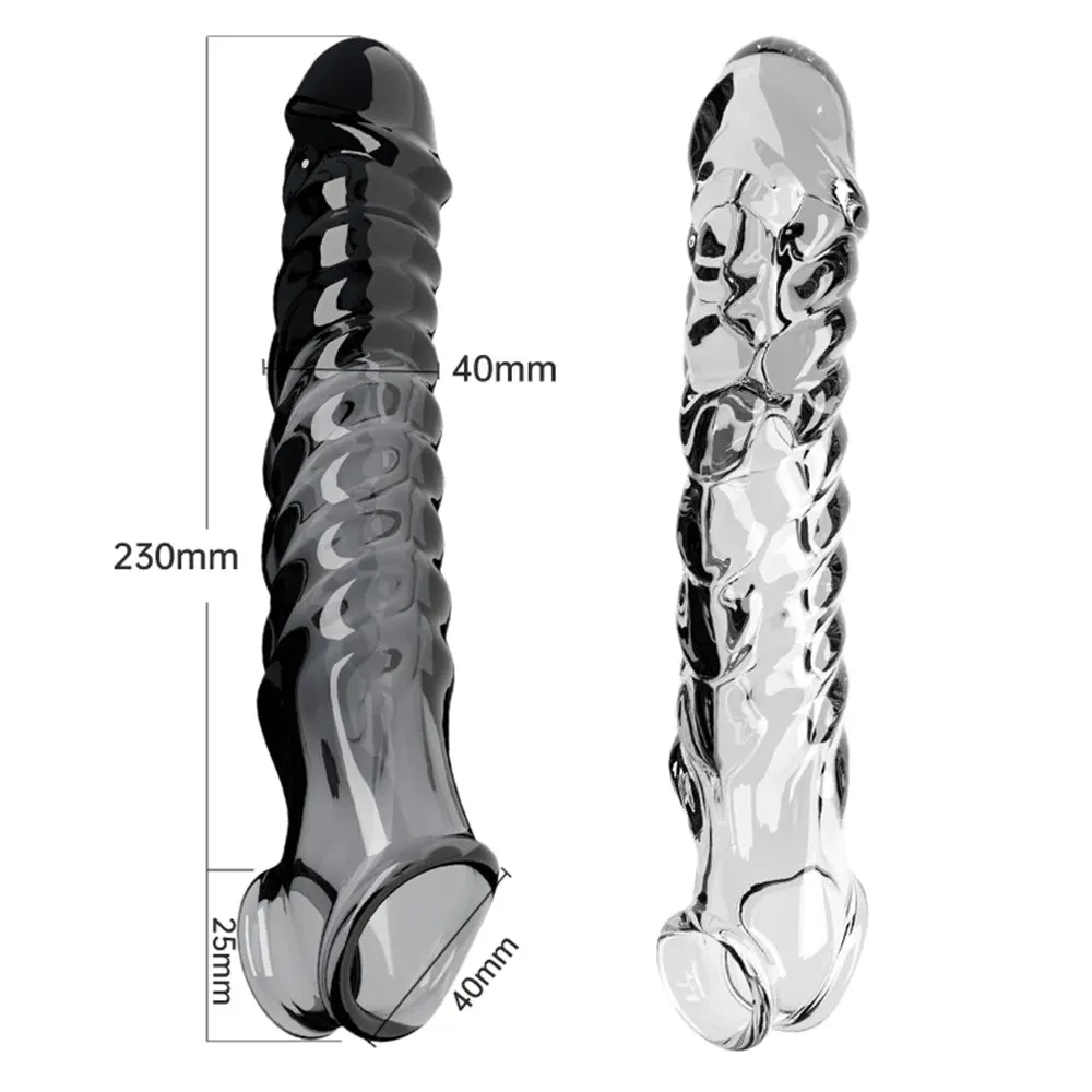 Vibrating Cock Sleeve Penis Enlarger - Penis Ring Delay Ejaculation Condom Sex Toy for Men
